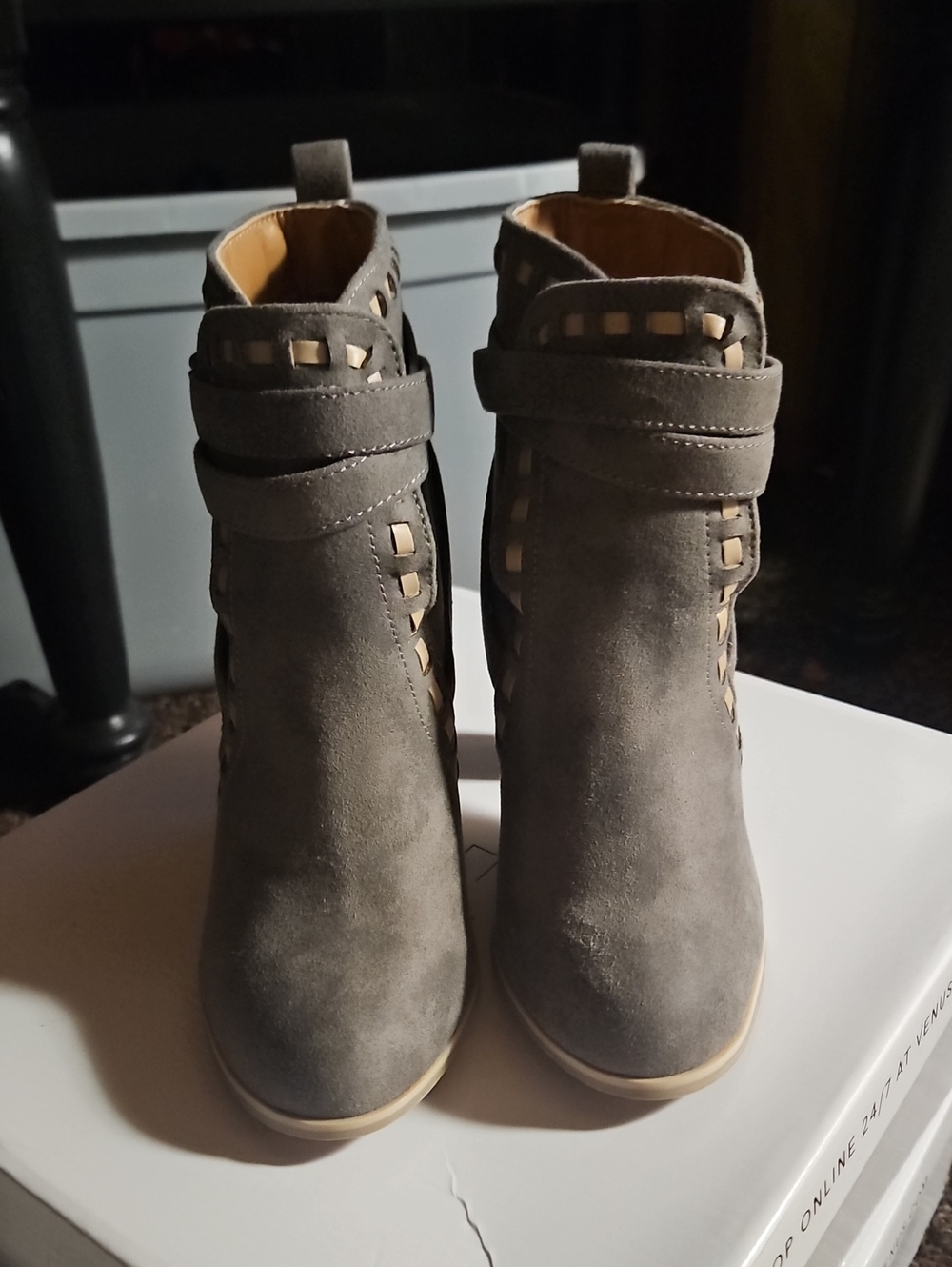 Women’s Taupe Suede Ankle Boots - Stylish Zip Accent